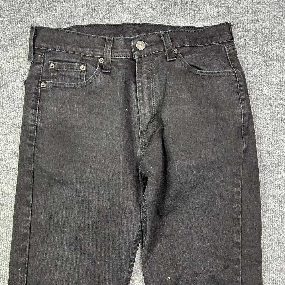 Levi's 505 Jeans Men's Black Denim Stretch Pockets Mid Rise Straight Fit - 30X30